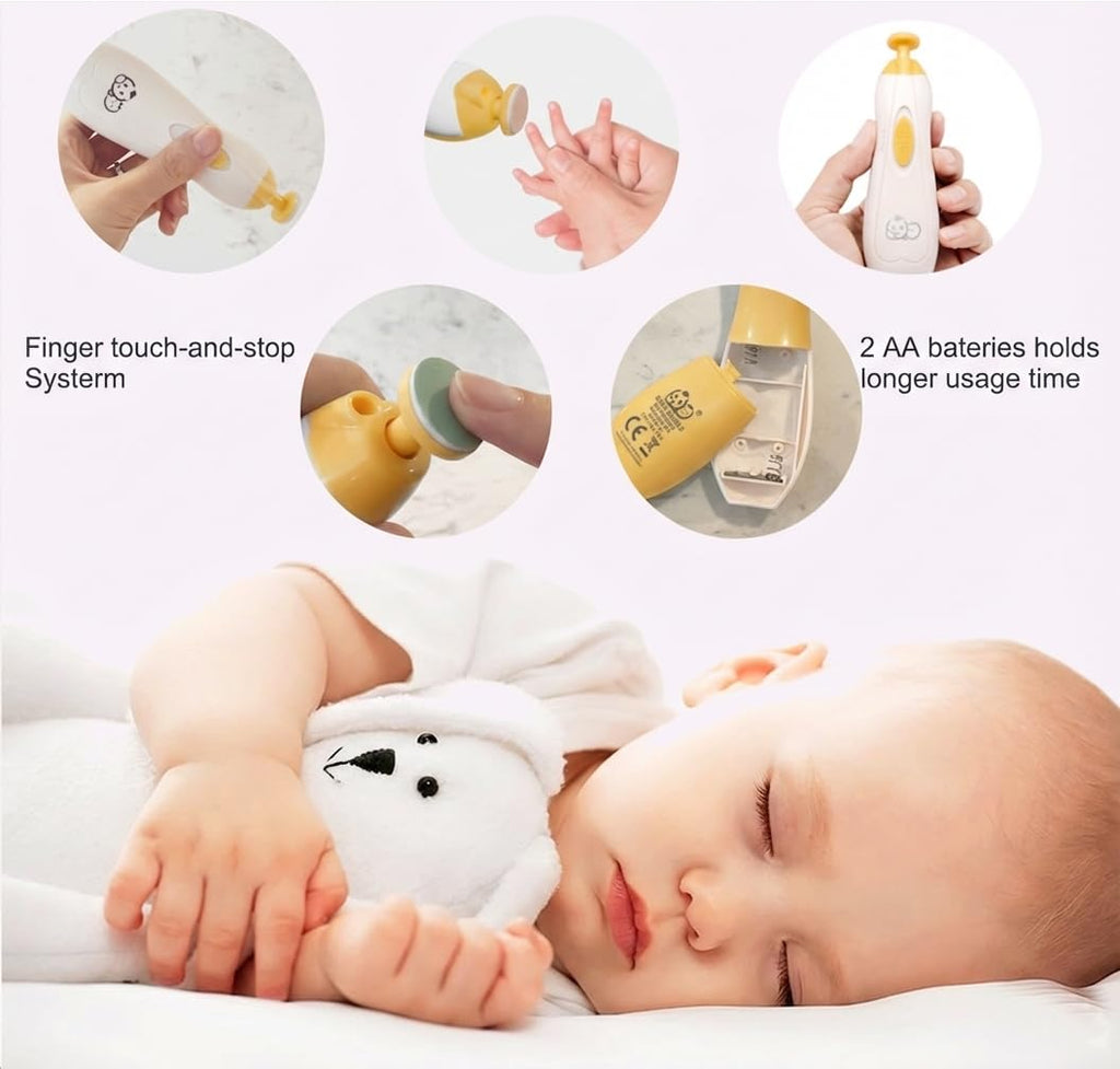 Royal Angels Rechargeable 22 in 1 Baby Nail Trimmer with LCD Display, Labeled Case, 13 Extra Pads, Safe Quiet LED Light Electric Baby Nail File Kit for Newborns Toddlers (WhiteBlue)