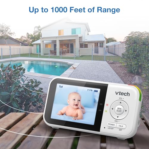 VTech VM819 Baby Monitor, 2.8” Screen, Night Vision, 2-Way Audio, Temperature Sensor and Lullabies, Secure Transmission No WiFi