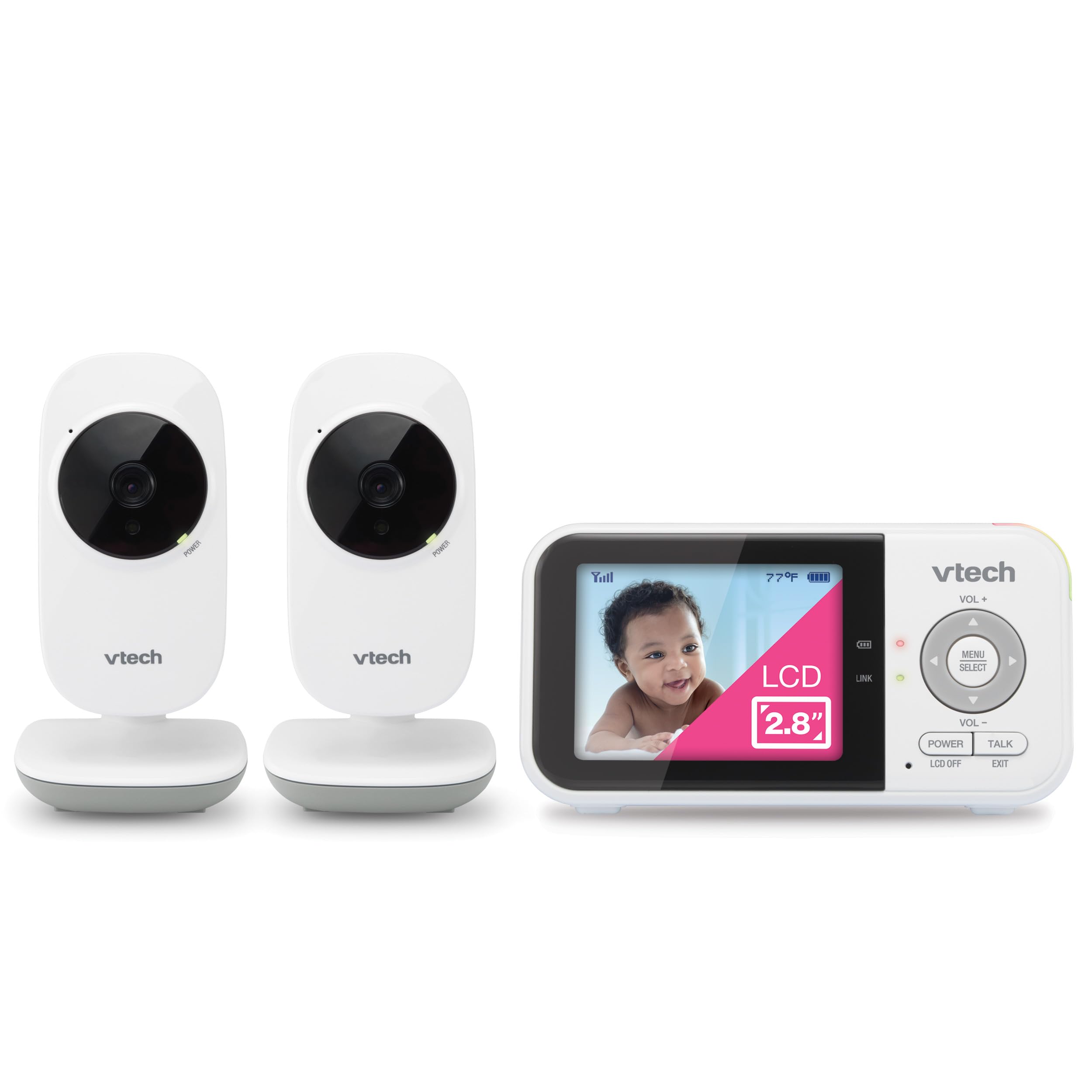 VTech VM819 Baby Monitor, 2.8” Screen, Night Vision, 2-Way Audio, Temperature Sensor and Lullabies, Secure Transmission No WiFi