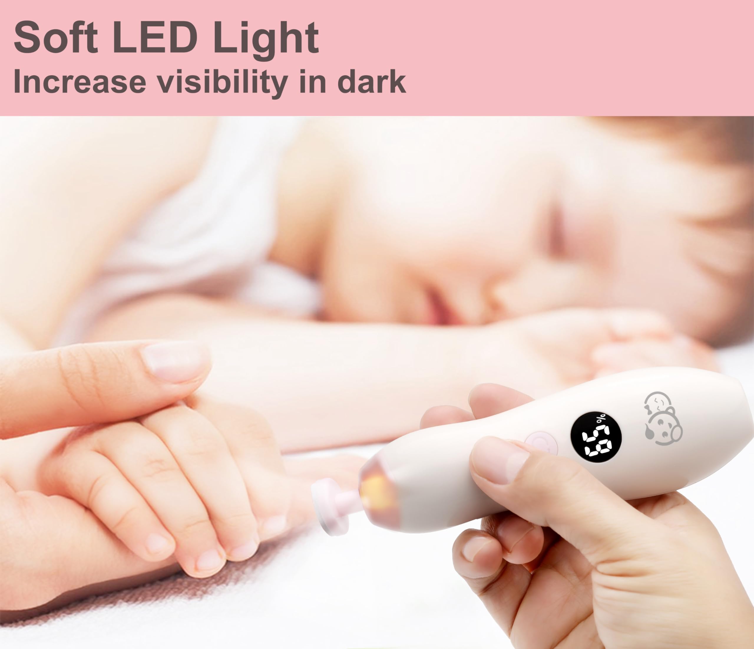 Royal Angels Rechargeable 22 in 1 Baby Nail Trimmer with LCD Display, Labeled Case, 13 Extra Pads, Safe Quiet LED Light Electric Baby Nail File Kit for Newborns Toddlers (WhiteBlue)
