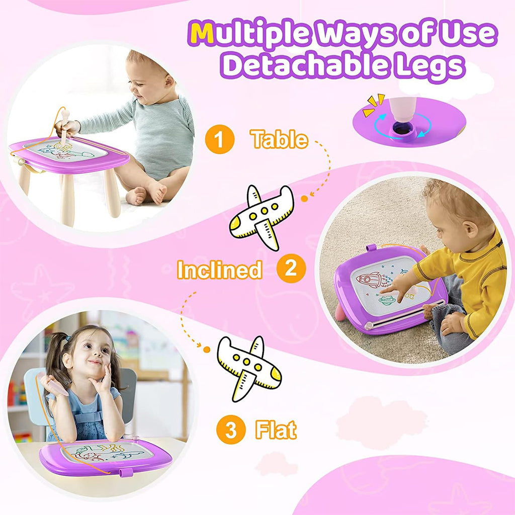 Kikidex Girl Toys Age 1-3 Magnetic Drawing Board, Gifts for 1 2 3 Year Old Toddlers Birthday, Doodle Board for Preschool Learning and Educational Erasable Sketching Pad(Soft Pink)