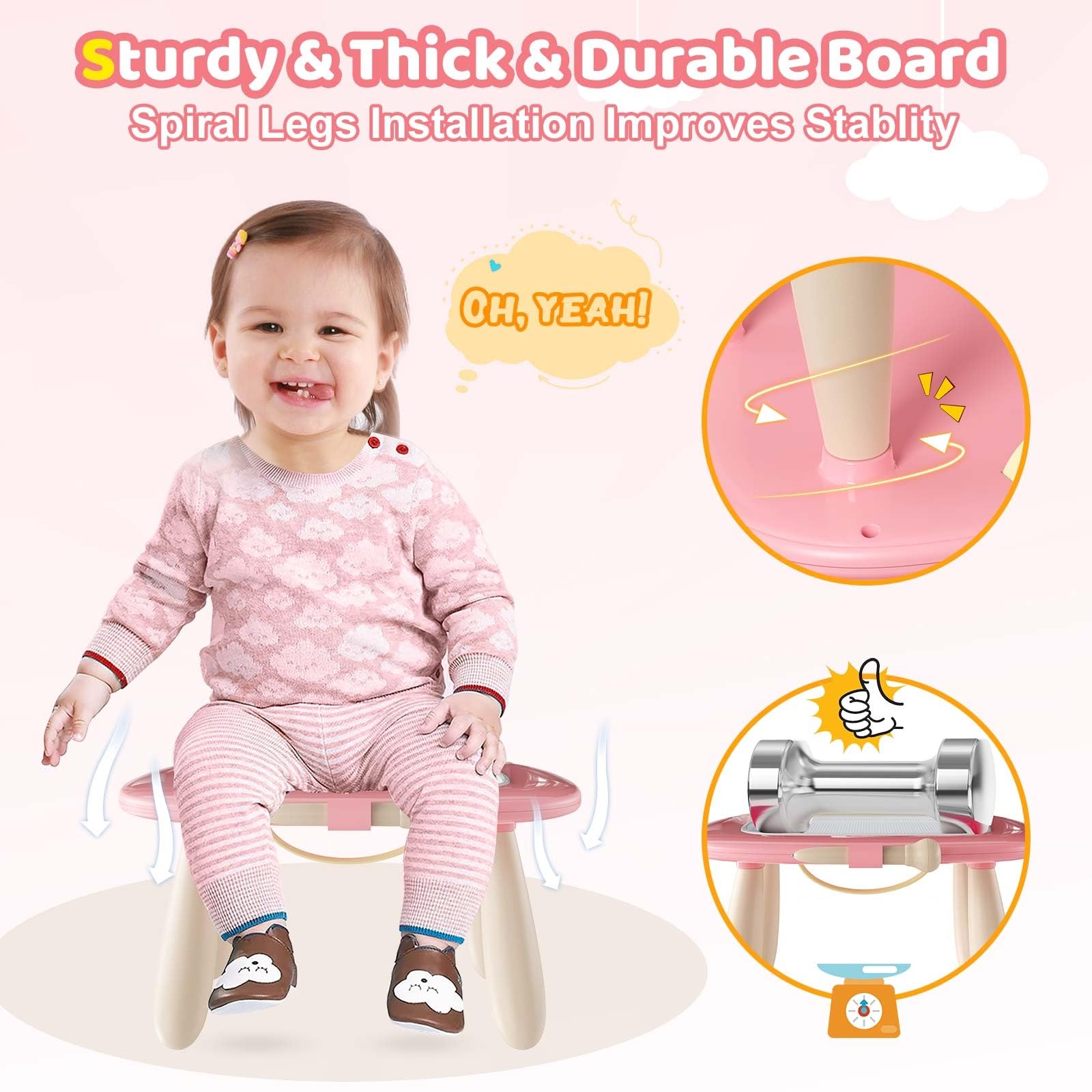 Kikidex Girl Toys Age 1-3 Magnetic Drawing Board, Gifts for 1 2 3 Year Old Toddlers Birthday, Doodle Board for Preschool Learning and Educational Erasable Sketching Pad(Soft Pink)