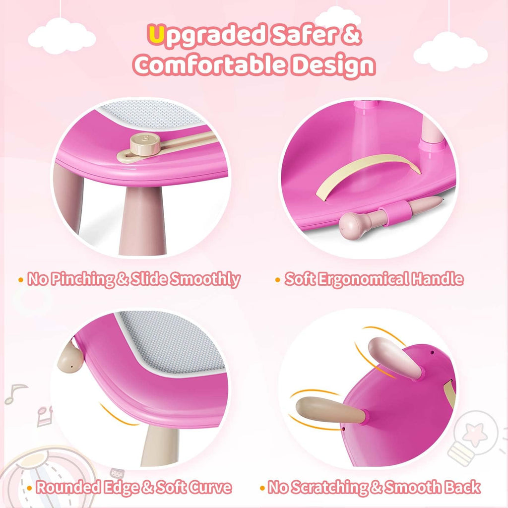 Kikidex Girl Toys Age 1-3 Magnetic Drawing Board, Gifts for 1 2 3 Year Old Toddlers Birthday, Doodle Board for Preschool Learning and Educational Erasable Sketching Pad(Soft Pink)