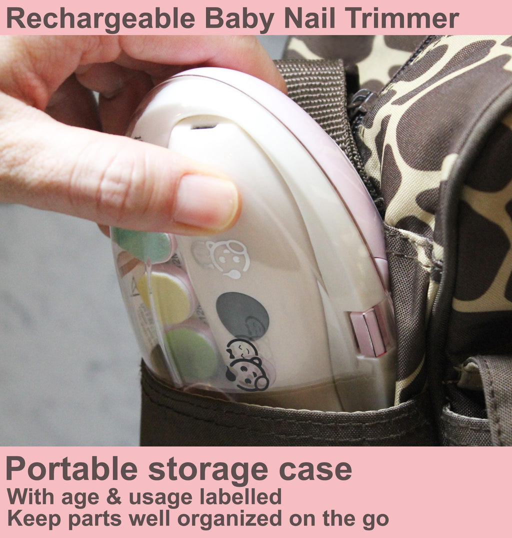 Royal Angels Rechargeable 22 in 1 Baby Nail Trimmer with LCD Display, Labeled Case, 13 Extra Pads, Safe Quiet LED Light Electric Baby Nail File Kit for Newborns Toddlers (WhiteBlue)