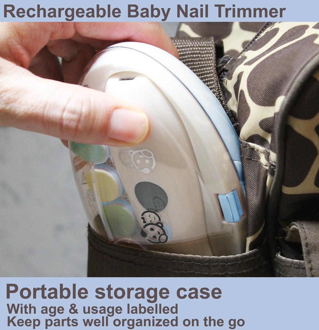 Royal Angels Rechargeable 22 in 1 Baby Nail Trimmer with LCD Display, Labeled Case, 13 Extra Pads, Safe Quiet LED Light Electric Baby Nail File Kit for Newborns Toddlers (WhiteBlue)