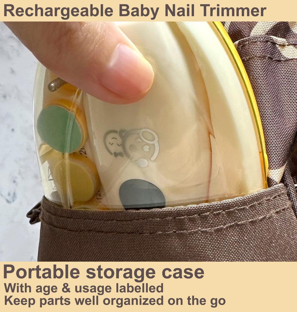 Royal Angels Rechargeable 22 in 1 Baby Nail Trimmer with LCD Display, Labeled Case, 13 Extra Pads, Safe Quiet LED Light Electric Baby Nail File Kit for Newborns Toddlers (WhiteBlue)